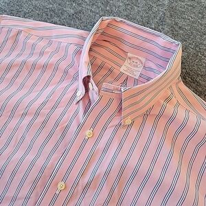 Brooks Brothers Men’s 16 35 Dress Shirt Pink Striped Traditional Fit OCBD